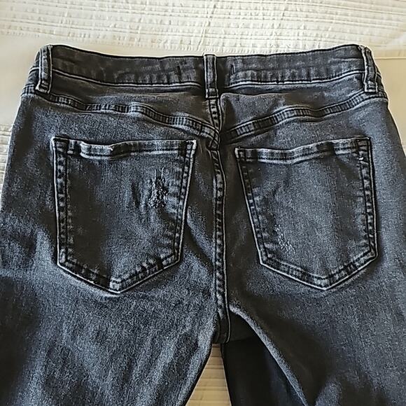 Free People Jeans 26 Women’s black Distressed frayed ankle embellished retro 70s - Picture 6 of 11